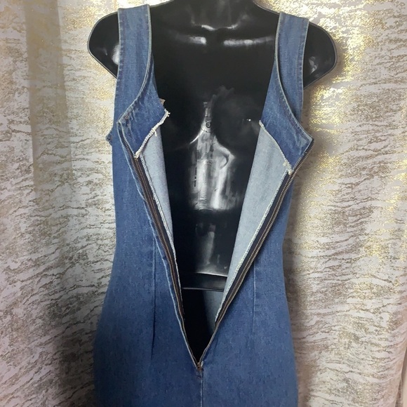 Vintage🧚♀️Junior Jean Los Angeles Gold Studded Denim Button Up Dress Size M - Picture 9 of 16